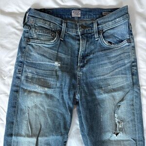 Citizens Of Humanity Blue Slim Jeans with Distressed Details